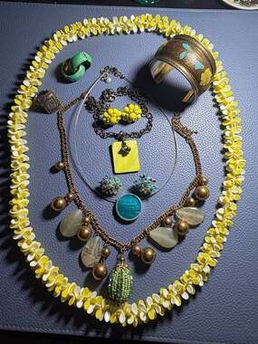 Vintage W. Germany Clip-On Earrings and Enamel Statement Jewelry Lot
